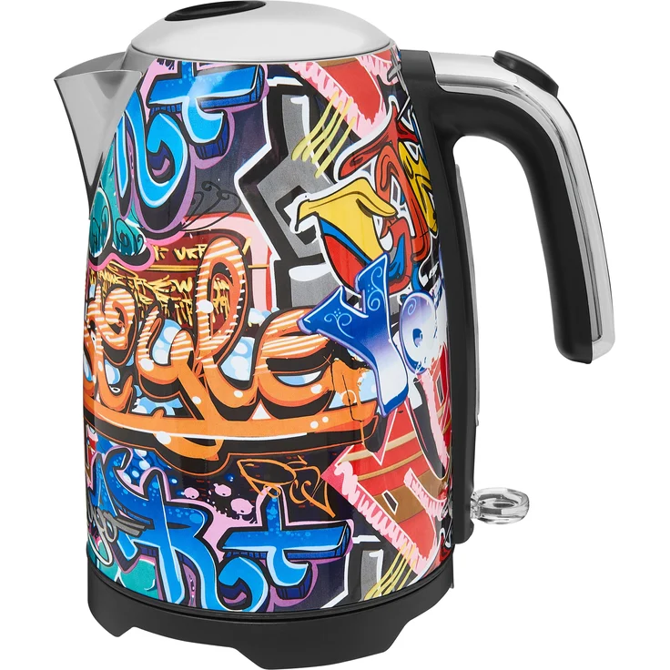 Gutfels WATER 3010 G Wasserkocher, 2200 W, Graffiti-Style, 1,7 Liter, 2200 Watt, 360 Grad Sockel, Wasserstandsanzeige, Überhitzungs-und Trockengehschutz, integrierter Filter, beleuchteter Schalter – Bild 7