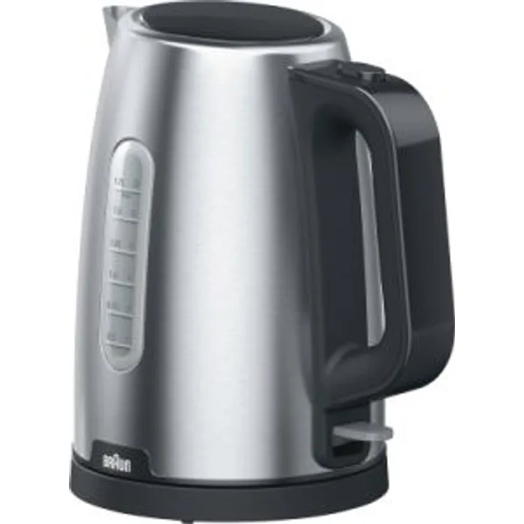 Braun WK1500BK Wasserkocher, 2200 Watt, 1,7 Liter, Temperaturanzeige, Abschaltautomatik, silber, schwarz