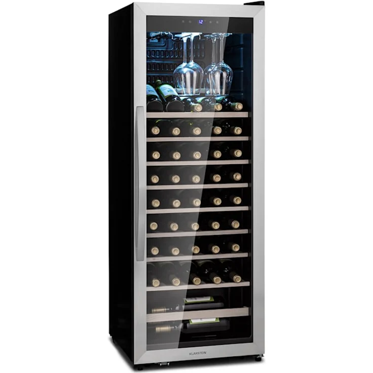 Klarstein Vinamour 46 Uno Weinkühlschrank, freistehend, silber, 46 Flaschen, 1 Zone, 4 - 18 °C, Energieklasse G – Bild 1
