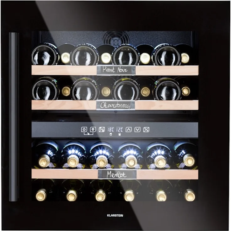 Klarstein Vinsider 36 Onyx Edition Weinkühlschrank, Einbau, Onys, 36 Flaschen, 2 Kühlzonen, 5 - 22 °C, Energieklasse G – Bild 1
