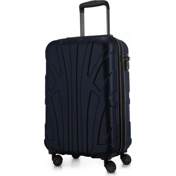 Suitline Handgepäck Hartschalen Koffer Koffer Trolley Rollkoffer Reisekoffer, TSA, 55 cm, ca. 40 Liter, 100% ABS Matt Dunkelblau – Bild 1