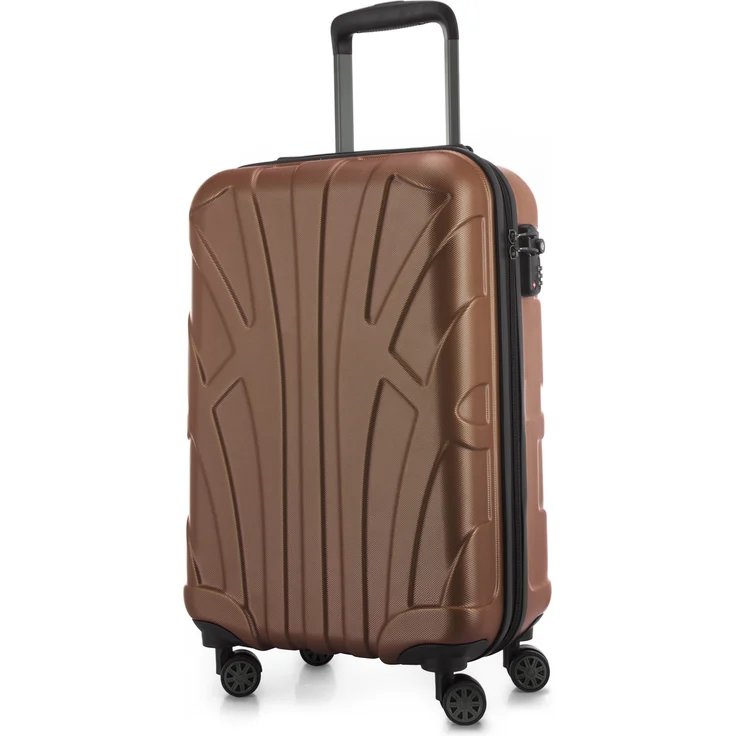 Suitline Handgepäck Hartschalen Koffer Koffer Trolley Rollkoffer Reisekoffer, TSA, 55 cm, ca. 40 Liter, 100% ABS Matt Braun – Bild 1