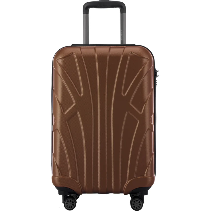 Suitline Handgepäck Hartschalen Koffer Koffer Trolley Rollkoffer Reisekoffer, TSA, 55 cm, ca. 40 Liter, 100% ABS Matt Braun – Bild 2