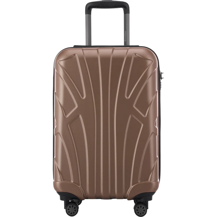 Suitline Handgepäck Hartschalen Koffer Koffer Trolley Rollkoffer Reisekoffer, TSA, 55 cm, ca. 40 Liter, 100% ABS Matt Gold – Bild 2