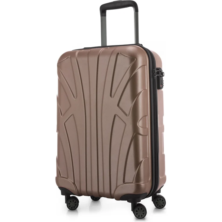 Suitline Handgepäck Hartschalen Koffer Koffer Trolley Rollkoffer Reisekoffer, TSA, 55 cm, ca. 40 Liter, 100% ABS Matt Gold – Bild 1