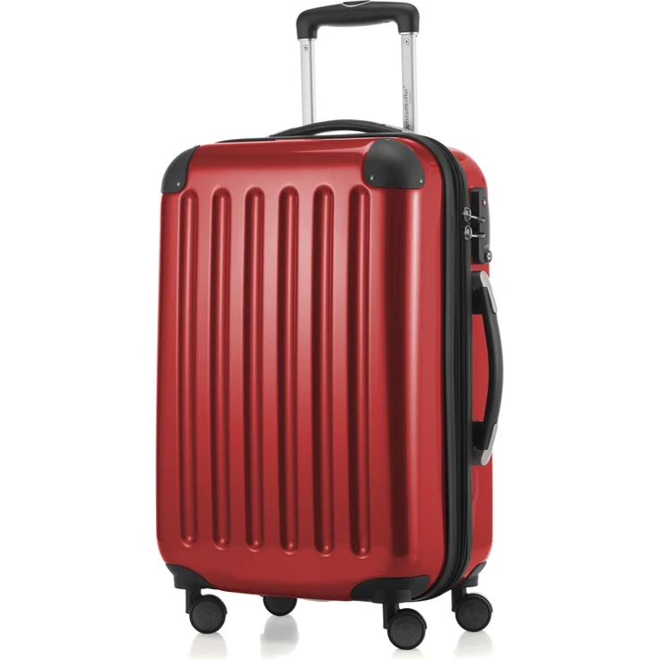 Hauptstadtkoffer Alex Handgepäck Hartschalenkoffer Kabinen Gepäck für jede Airline, 4 Rollen, Erweiterbar, 55 cm, 42 Liter Rot, TSA Zahlenschloss – Bild 1