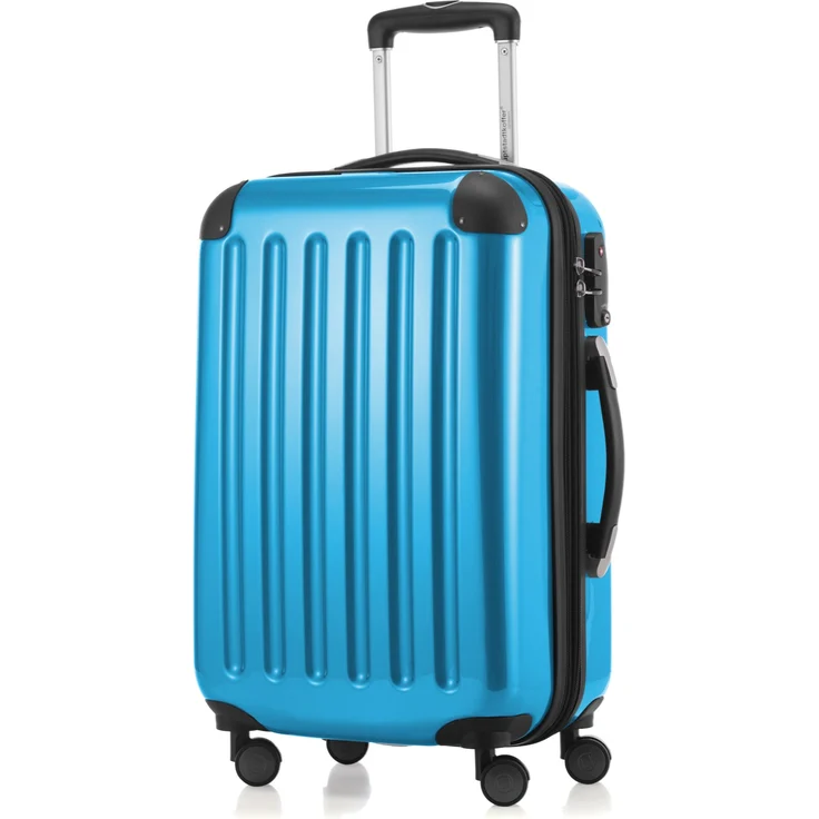 Hauptstadtkoffer Alex Handgepäck Hartschalenkoffer Kabinen Gepäck für jede Airline, 4 Rollen, Erweiterbar, 55 cm, 42 Liter cyanblau, TSA Zahlenschloss – Bild 1