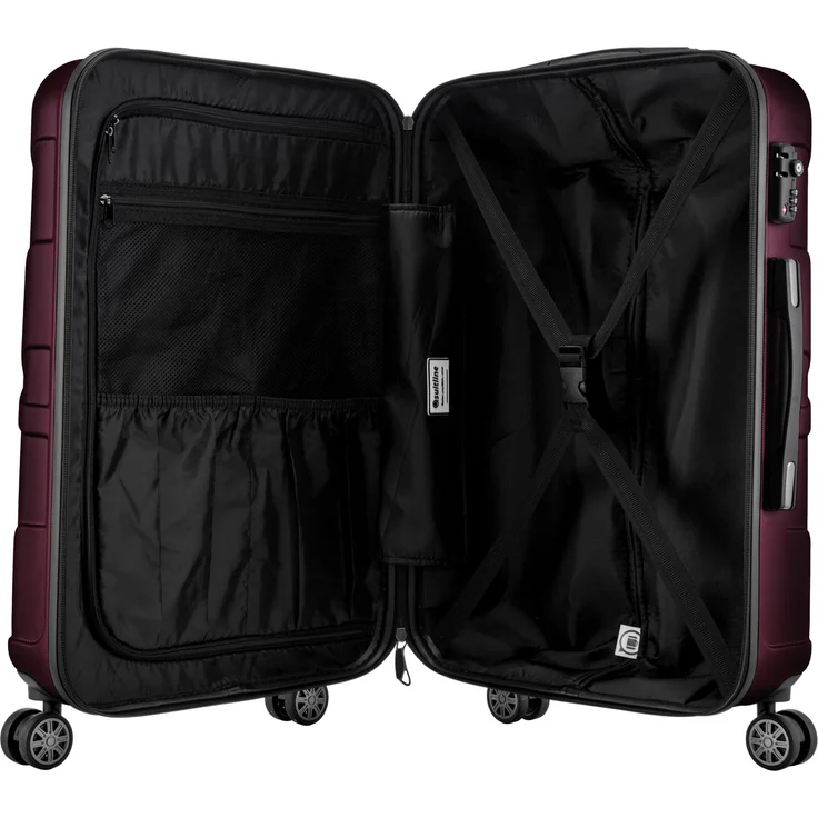 Suitline Handgepäck Hartschalen Koffer Koffer Trolley Rollkoffer Reisekoffer, TSA, 55 cm, ca. 40 Liter, 100% ABS Matt Burgund – Bild 6