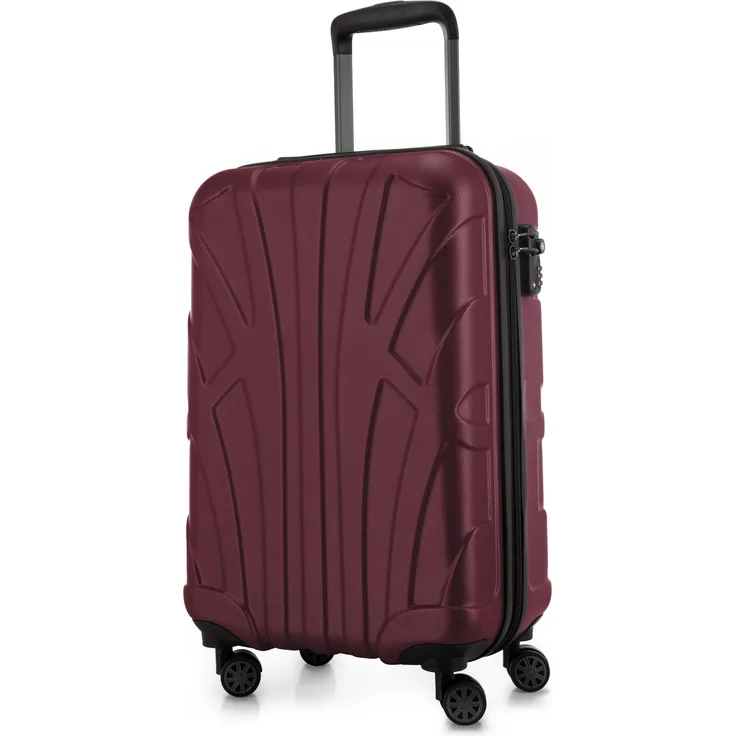 Suitline Handgepäck Hartschalen Koffer Koffer Trolley Rollkoffer Reisekoffer, TSA, 55 cm, ca. 40 Liter, 100% ABS Matt Burgund