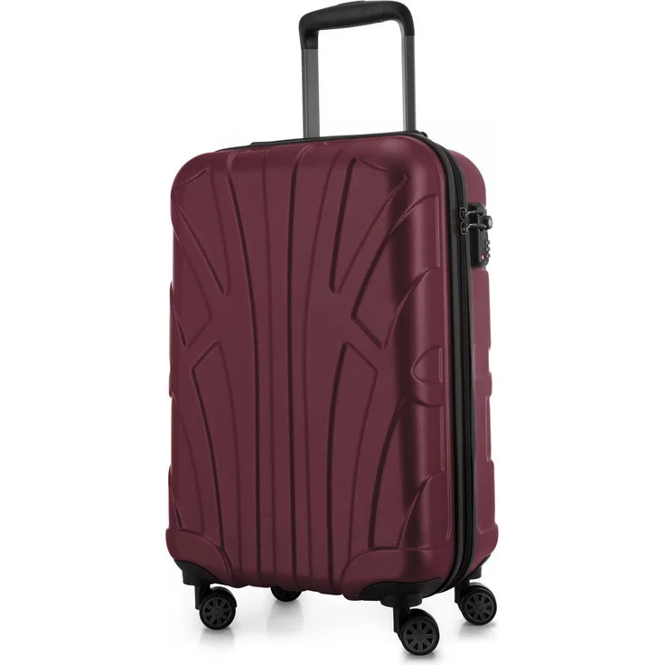 Suitline Handgepäck Hartschalen Koffer Koffer Trolley Rollkoffer Reisekoffer, TSA, 55 cm, ca. 40 Liter, 100% ABS Matt Burgund – Bild 1