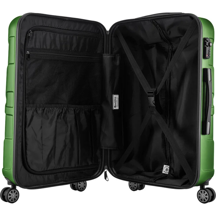 Suitline Handgepäck Hartschalen Koffer Koffer Trolley Rollkoffer Reisekoffer, TSA, 55 cm, ca. 40 Liter, 100% ABS Matt Grün – Bild 6
