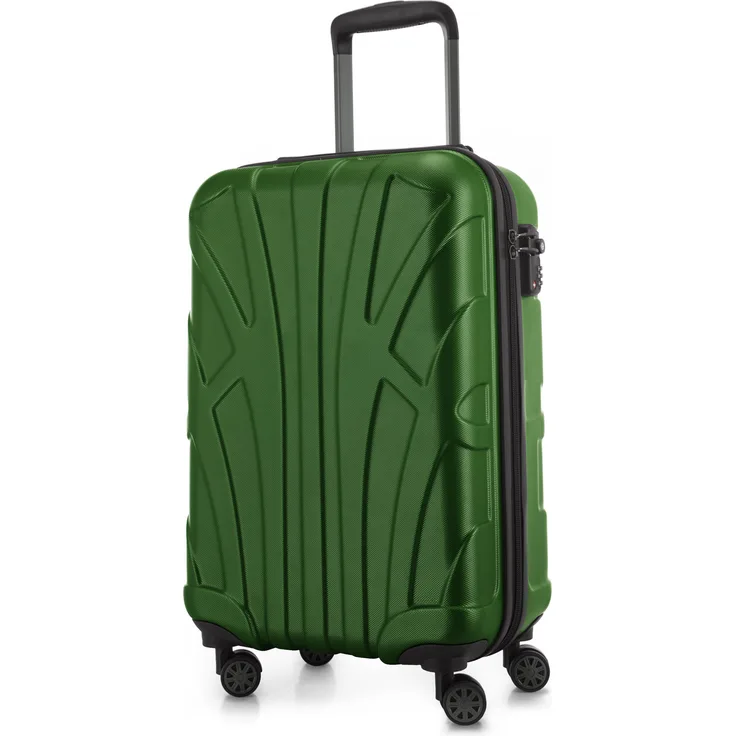 Suitline Handgepäck Hartschalen Koffer Koffer Trolley Rollkoffer Reisekoffer, TSA, 55 cm, ca. 40 Liter, 100% ABS Matt Grün