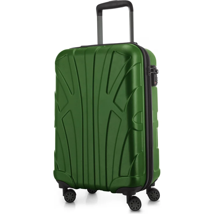 Suitline Handgepäck Hartschalen Koffer Koffer Trolley Rollkoffer Reisekoffer, TSA, 55 cm, ca. 40 Liter, 100% ABS Matt Grün – Bild 1