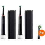 Oral-B Pro 3 3500 Schwarz Duopack + CrossAction-Aufsteckbürsten (8 Stück)