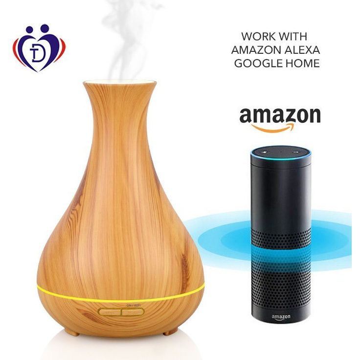 Hyrican Luftbefeuchter DT1746YN, 0,4 l Wassertank, Aroma Luftbefeuchter, Diffuser-Diffusor 400ml, App& Sprachsteuerung, 7 LED-Farben, Holzoptik, Alexa, Google