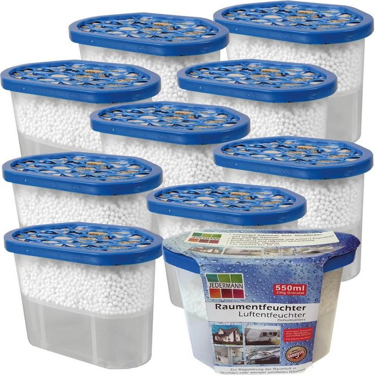 Bestlivings Luftreiniger LE-04209, für 50 m² Räume, 10er Pack - Raumentfeuchter inkl. 230g Granulat, bis 50m² Raumgröße und 550ml Flüssigkeit aufnahmefähig wiederverwendbar