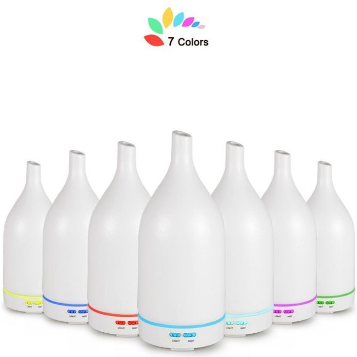 Hyrican Luftbefeuchter Aroma Ultraschall Luftbefeuchter mit Keramikabdeckung, 100 ml antibakterieller Wassertank, 7 Farben-LED-Beleuchtung, weiß, 0,1 l Wassertank, Diffuser-Diffusor, Raumbefeuchter, Lufterfrischer