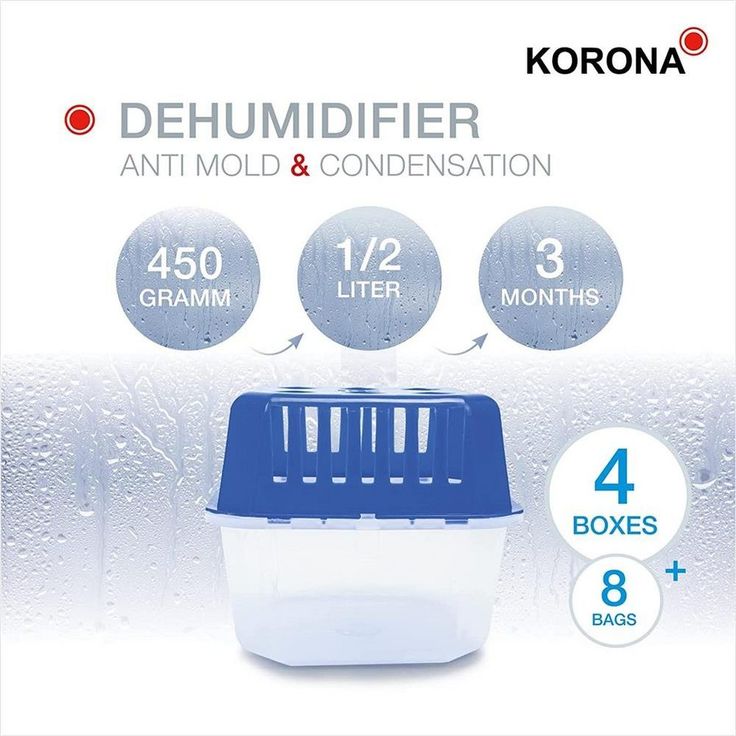KORONA Luftreiniger Entfeuchter Boxen, Luftentfeuchterboxen 4er-Set, Entfeuchtet Räume bis ca. 25 m², Vorbeugung gegen Schimmel, Ideal für Kleiderschrank Regale Keller und Wohnwagen, Blau-Weiß – Bild 3