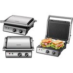 Steinborg SB-2130 Kontaktgrill, 2000 Watt, Timer, Cool-Touch-Technologie, Fettauffangsschale, 180° Öffnung, Thermostat, silber - Preisvergleich