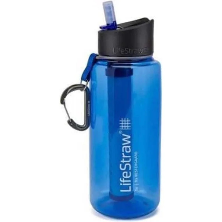 LifeStraw Go Trinkflasche mit 2 Stufen Filter 1 l Blau Wasserfilter Trinkwasserfilter Wasserflasche