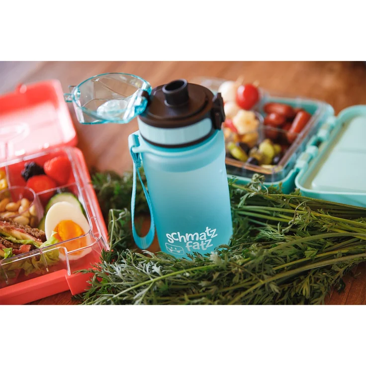 schmatzfatz Trinkflasche Sportflasche 350 ml 18 cm Tritan Türkis – Bild 2