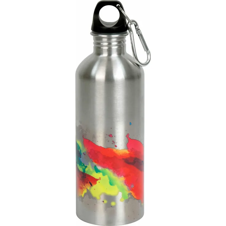 Könitz Flasche Cool Bottle - On Colour Flow, Thermoflasche, Outdoorflasche, Doppelwandig mit Verschluss, Edelstahl, Silbern, 600 ml, 11 9 244 1694
