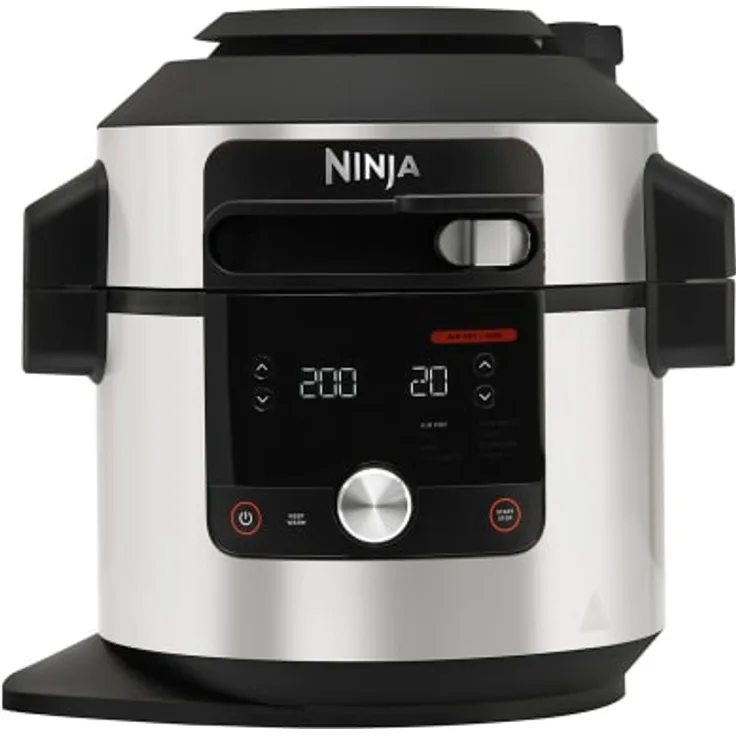 Ninja OL650EU Heißluftfritteuse, Frittieren ohne Fett, 1760 Watt, 7,5 Liter, 12 Garfunktionen, Smart Lid, edelstahl