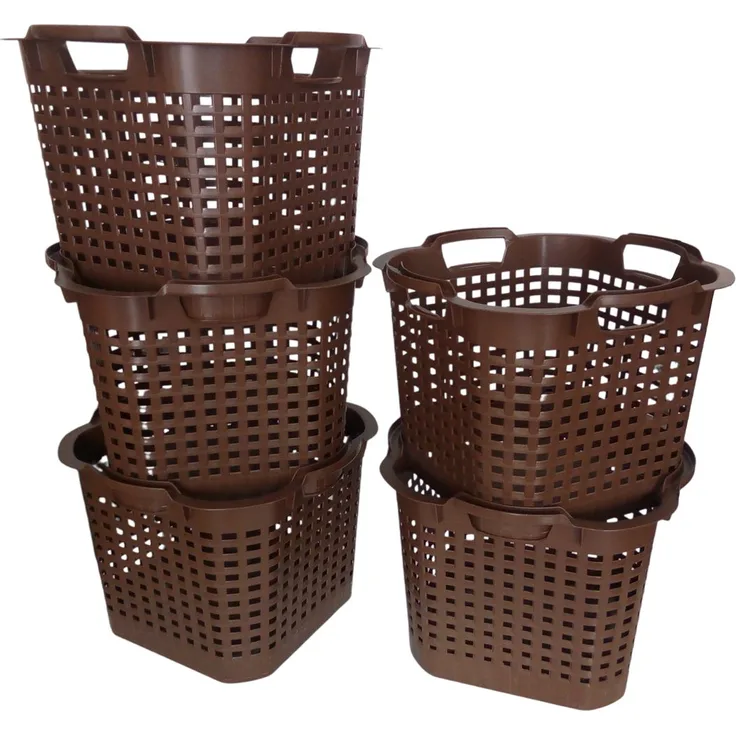 5x Obstkorb 25L braun Gartenkorb Gemüsekorb stapelbar Erntekorb Kartoffelkorb