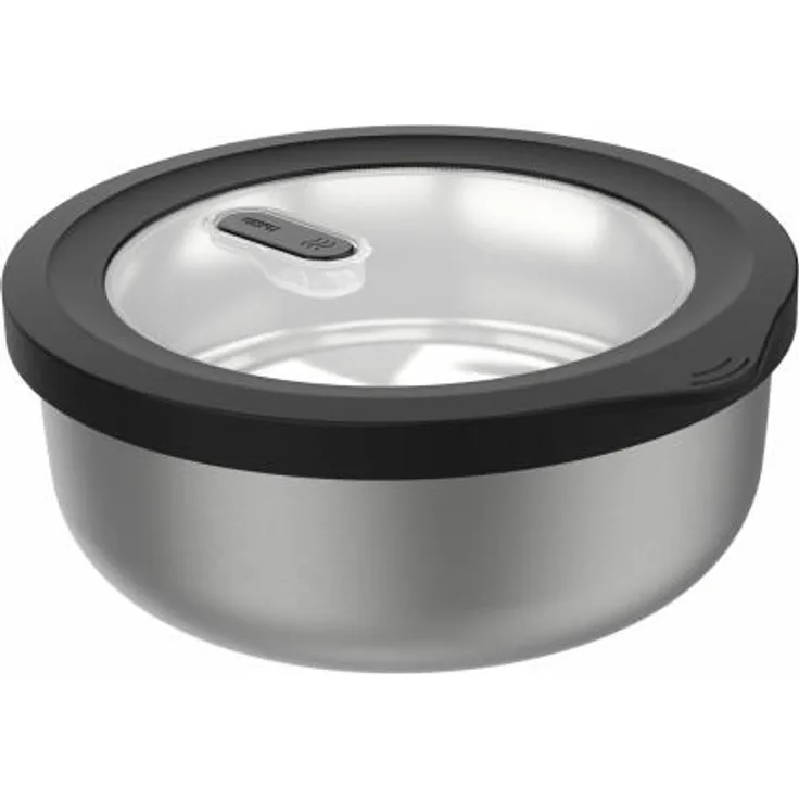 Gefu Frischhaltedose Provido, Vorratsdose, mit QR-Code zur Vorratskontrolle, Edelstahl, Schwarz, Silber, 500 ml, 12771