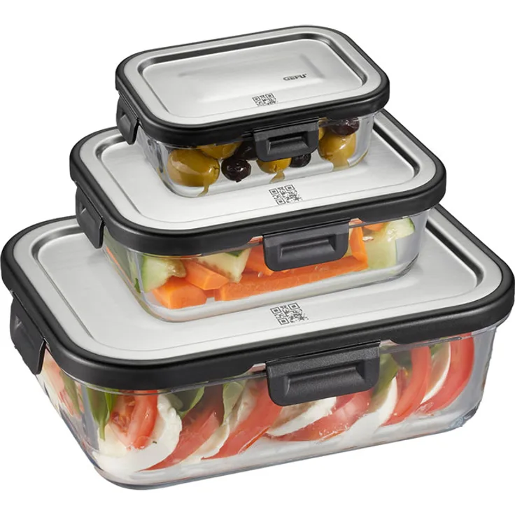 Gefu Frischhaltedosen-Set Milo 3-tlg. Rechteckig (Frische- Und Vorratskontrolle Per App)