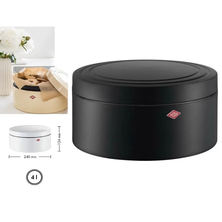 WESCO LOFT 324402 Cookiebox Gebäckdose Vorratsdose Sweetybox Classic Line Schwarz Matt