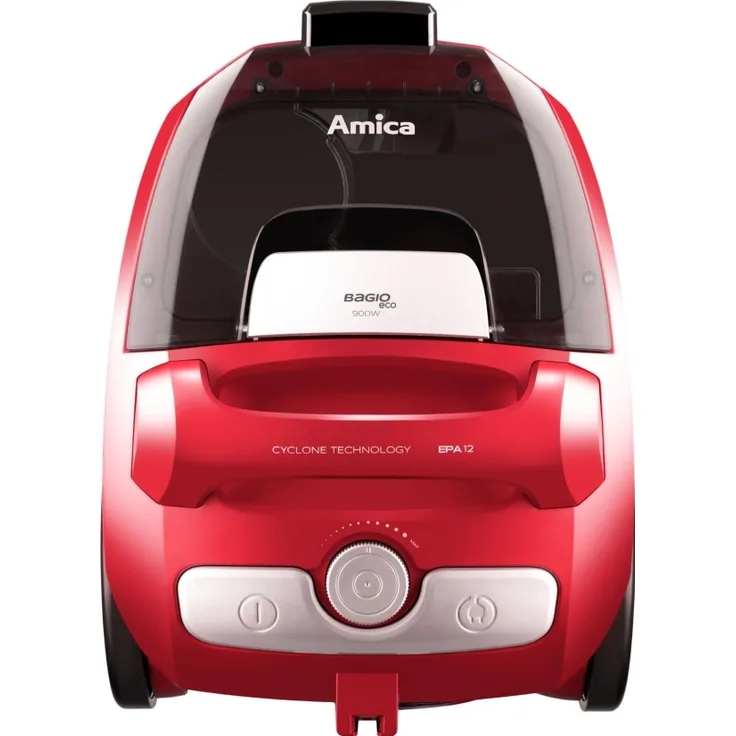 Amica Bagio Eco VM3044 Bodenstaubsauger, 900 Watt, Zyklon-Technologie, 8 m Aktionsradius, rot