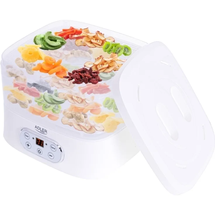 Adler AD 6658 Dörrautomat, 230 W, 5 Einlagen, Timer, LCD-Display, Kunststoff, weiß