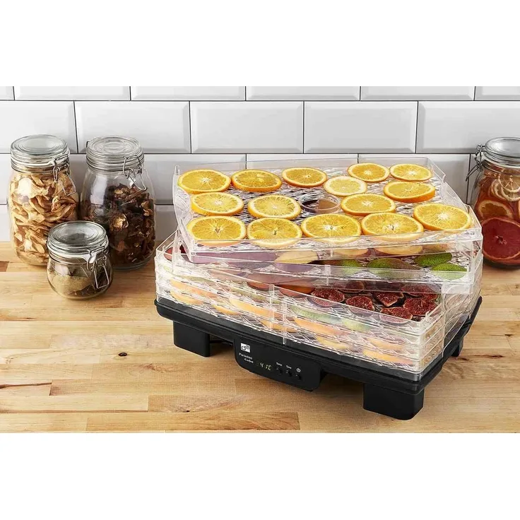 G21 Paradiso 6008118, Dörrgerät, 550 Watt, 6 Röste, Timer, Temperaturbereich 40 - 70 °C, rechteckig, schwarz