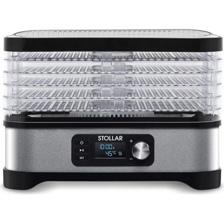 Stollar DHS600 Dörrautomat, Timer, LED-Display, 5 Ebenen, Edelstahl, silber, schwarz