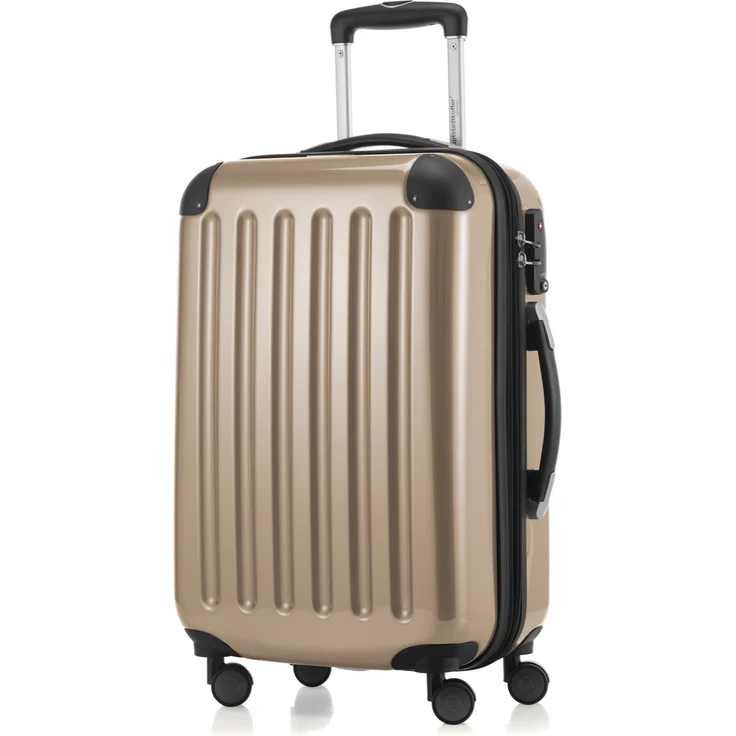 Hauptstadtkoffer Alex Handgepäck Hartschalenkoffer Kabinen Gepäck für jede Airline, 4 Rollen, Erweiterbar, 55 cm, 42 Liter champagner, TSA Zahlenschloss – Bild 1