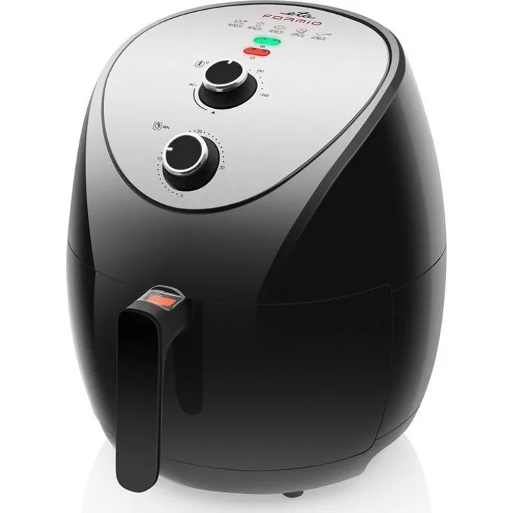 ETA Air Fryer ETA217290010 Formio Heißluftfritteuse, ohne Fett, 1500 W, 3.5 L, Drehregler, silber, schwarz