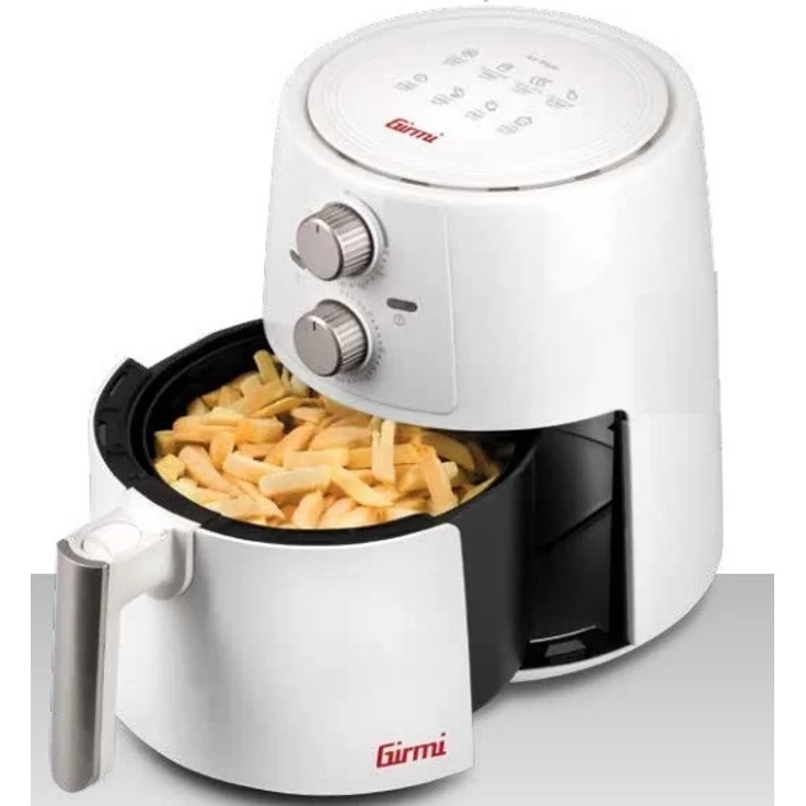 Girmi FG93 Heißluftfritteuse, ohne Fett, 1000 Watt, 3,2 Liter, 0,8 kg, Thermostat, Timer 60 min, weiß