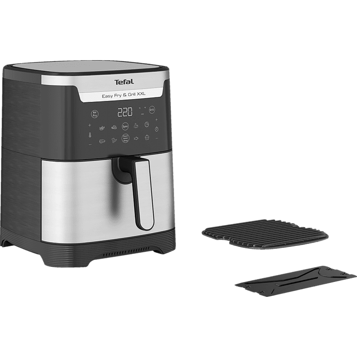 Tefal EY801D Easy Fry & Grill XXL Flexcook Heißluftfritteuse, ohne Fett, 1700 Watt, 6,5 Liter, Thermostat, Touch, 60 Minuten Timer, Abschaltautomatik, Edelstahl-Schwarz