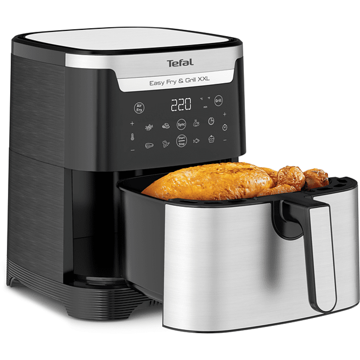 Tefal EY801D Easy Fry & Grill XXL Flexcook Heißluftfritteuse, ohne Fett, 1700 Watt, 6,5 Liter, Thermostat, Touch, 60 Minuten Timer, Abschaltautomatik, Edelstahl-Schwarz – Bild 2