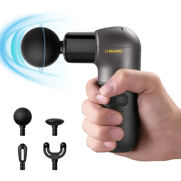 Naipo Massagepistole Muskelmassagegerät Tragbar Mini Elektrisches Handgerät Massage Gun mit Ergonomischem Griff, USB-Aufladung für Nacken Schulter Rücken