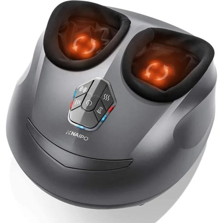 NAIPO Fußmassagegerät Elektrisch Fußmassage Gerät mit Wärmefunktion Shiatsu Fuss Massage Kneten Klopf Füße mit Rollen & Luftkompression gegen müde Füße und Beine für Zuhause Büro