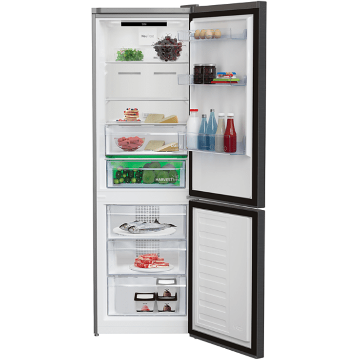 Beko RCNE366E70ZXBRN Kühl-Gefrierkombination, freistehend, dark inox, Breite 59.5 cm, Energieklasse E – Bild 3