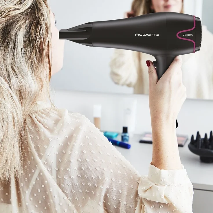 Rowenta CV5713 Motion Dry Haartrockner, 2200 Watt, 3 Temperaturstufen, Kaltstufe, DC-Motor, schwarz – Bild 2