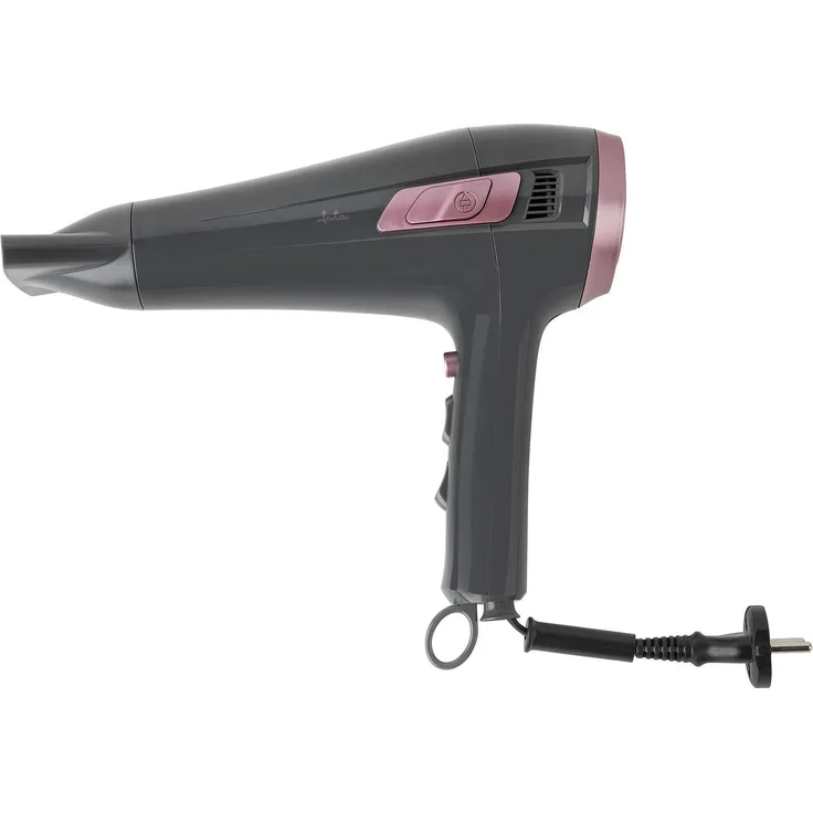 Jata JBSC1070 Haartrockner, 2000 Watt, Kaltstufe, Überhitzungsschutz, 3 Temperaturstufen, 3 Luftströmen, extraflacher Luftkonzentrator, inkl. Luftdiffusor, grau