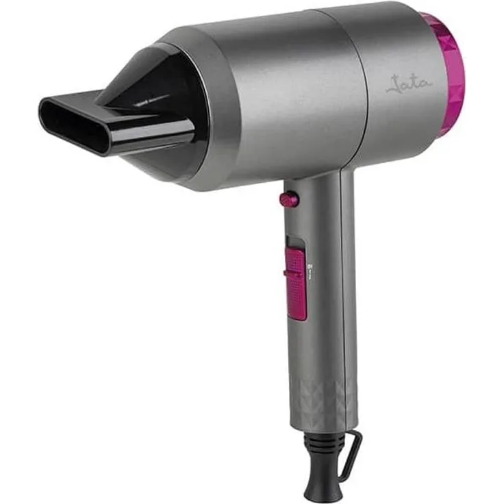 Jata SC43B Haartrockner, 2000 Watt, Kaltstufe, Überhitzungsschutz, abnehmbarer Luftfilter, Aufhängeöse, grau, pink