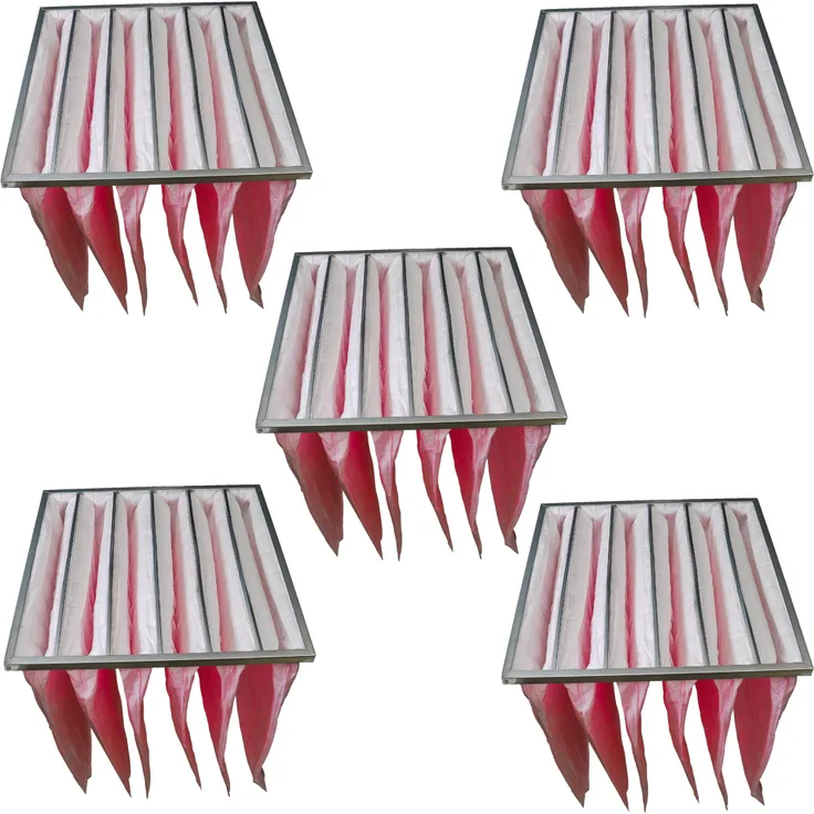 vhbw 5x Taschenfilter für Klima- und Lüftungsanlagen - Filter F7, 59,2 x 59,2 x 60 cm, Rosa