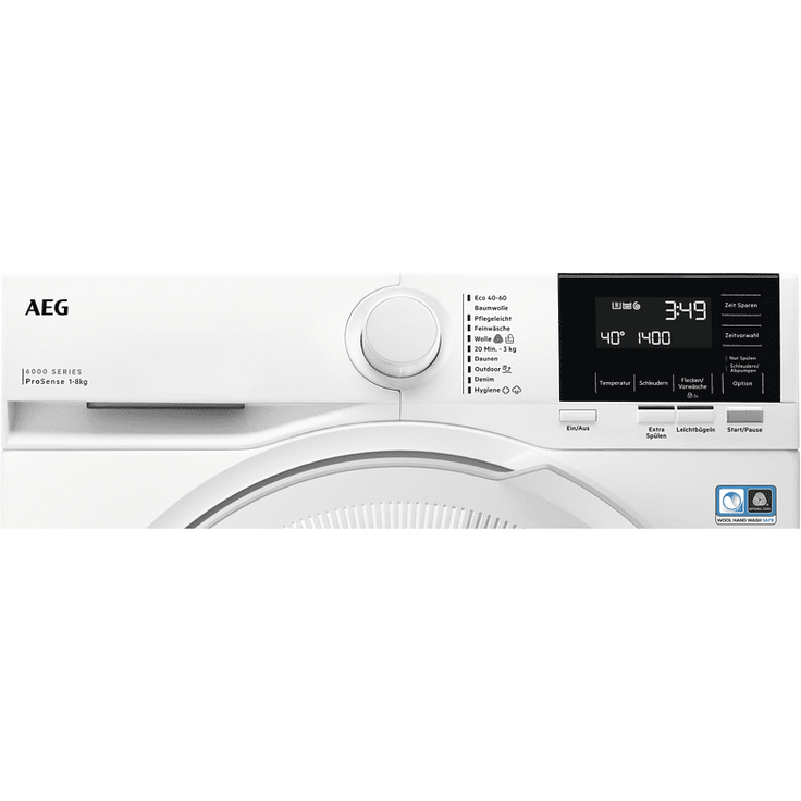 AEG LR6A668 Serie 6000 ProSense, Frontlader-Waschmaschine, A, Fassungsvermögen 8 kg, Standgerät, Breite 60 cm, Startzeitvorwahl, Restlaufzeitanzeige – Bild 2