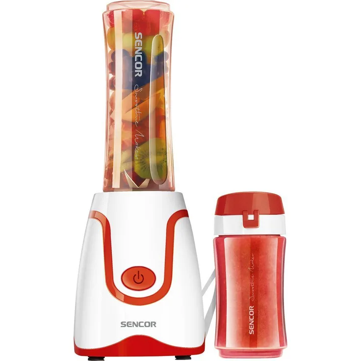 Sencor SBL 2214RD Smoothiemaker, 500 Watt, inkl. 2 Mixbehälter - 0,6L und 0,3 L, Kunststoff, weiß, rot