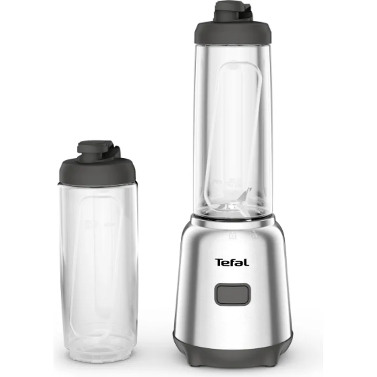 Tefal Mix&Move BL15FD Smoothiemaker, 300 Watt, 0,6 l, inkl. To-Go-Behälter, Edelstahl, silber